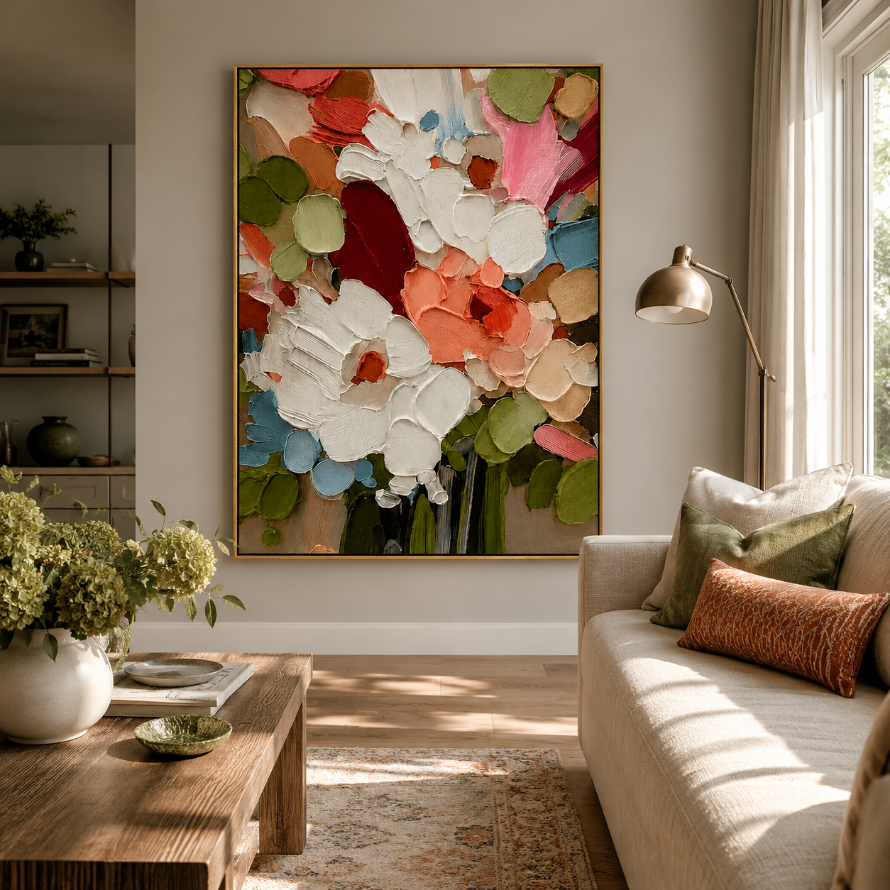"Floral Abundance" – Colorful Impasto Bouquet Oil Painting