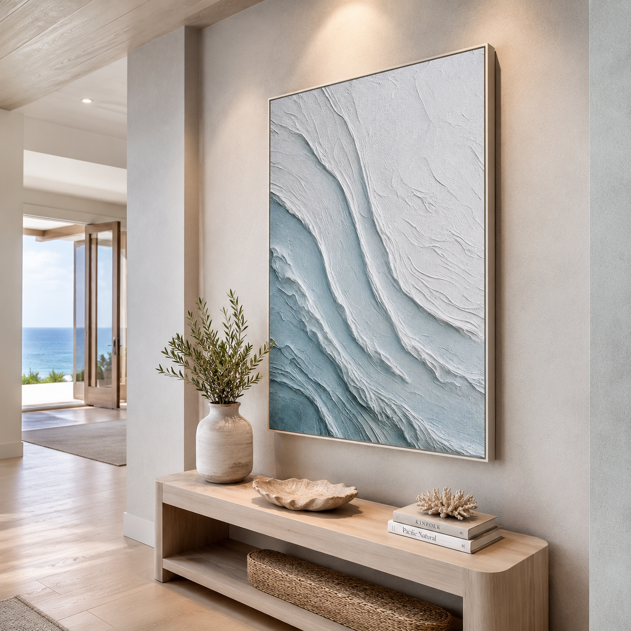 "Glacial Whisper" – Ice Blue Wabi Sabi Textured Abstract Painting