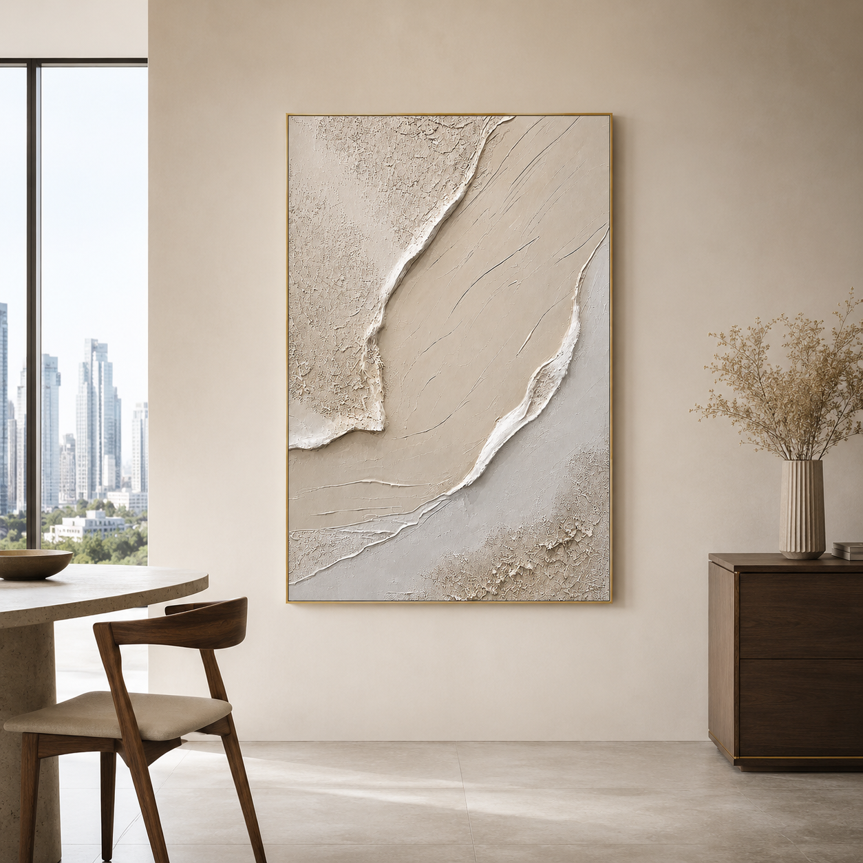 "Stonewashed Drift" – Wabi Sabi Neutral Textured Abstract Painting