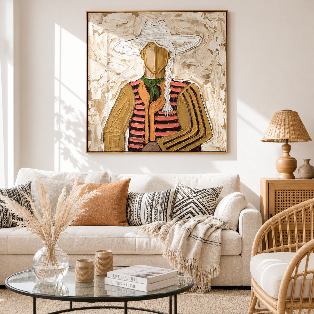 "Braided Cowgirl" – Vintage Western Woman Textured Oil Painting