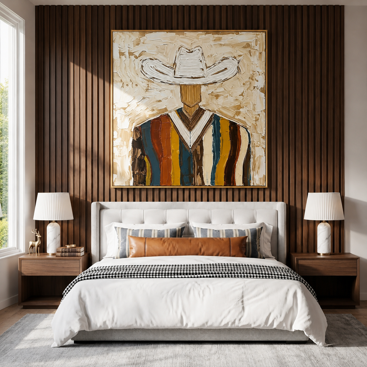 "Frontier Stripes" – Vintage Western Cowboy Textured Oil Painting