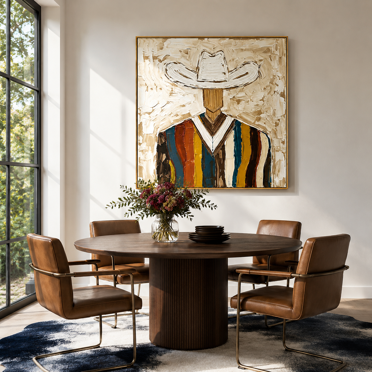 "Frontier Stripes" – Vintage Western Cowboy Textured Oil Painting