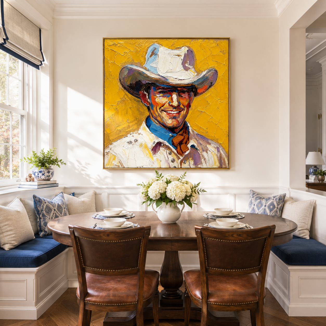 "Golden Grin" – Colorful Western Cowboy Portrait Oil Painting