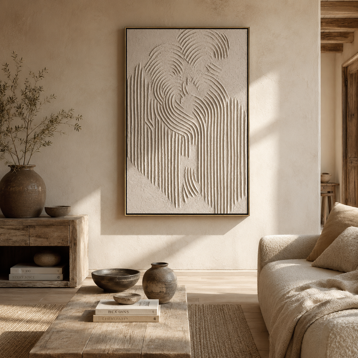 “Silent Arches” – White Wabi Sabi Textured Abstract Oil Painting