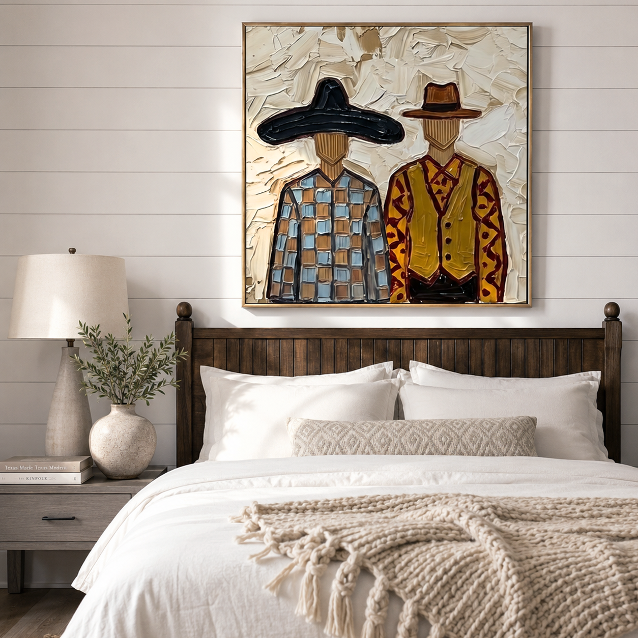 “Ranchside Brothers” – Vintage Western Cowboy Textured Oil Painting