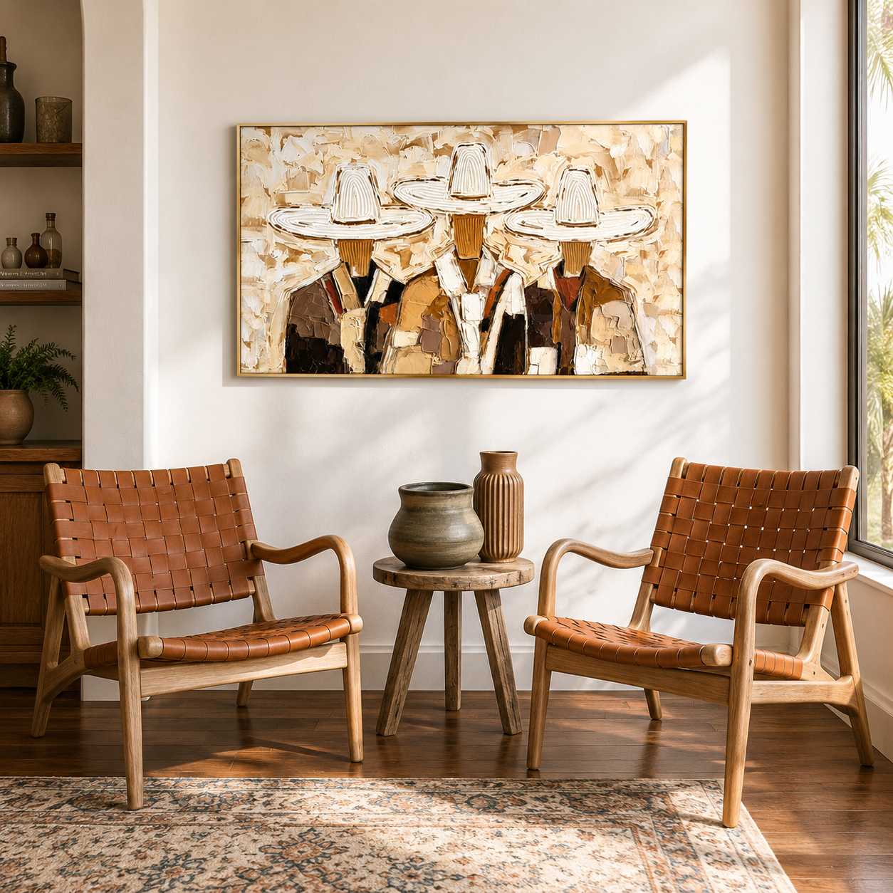 “Frontier Brotherhood” – Rustic Western Cowboy Impasto Oil Painting