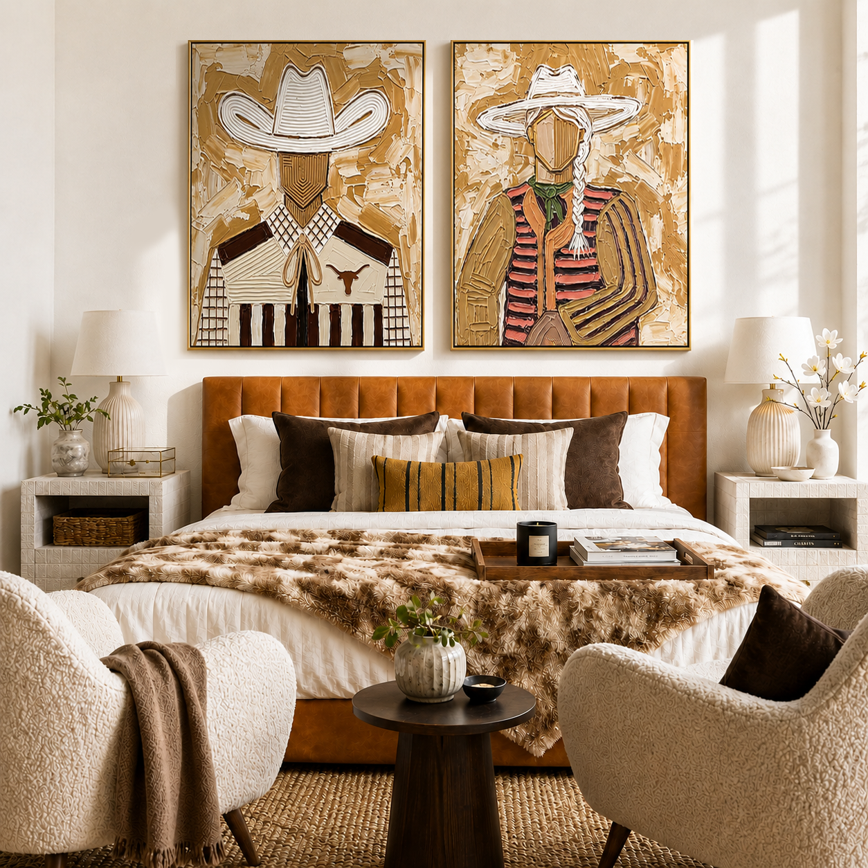 “Prairie Spirits” – Textured Southwestern Cowboy Oil Painting Set