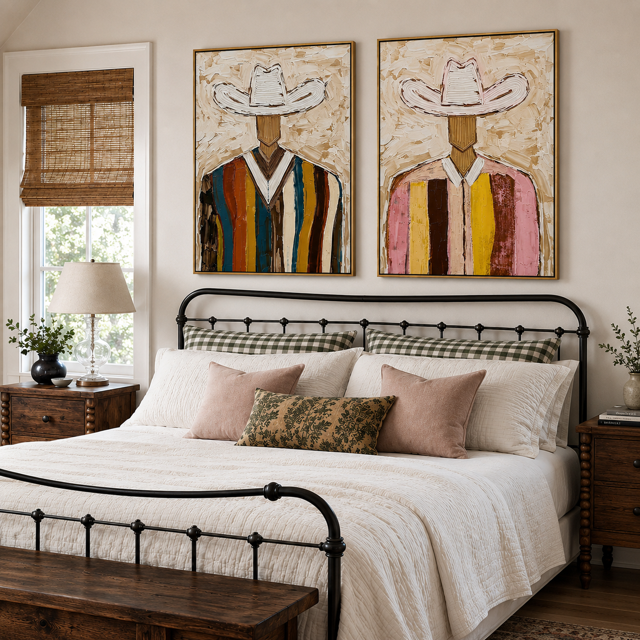 “Striped Frontier” – Colorful Western Cowboy Oil Painting Set