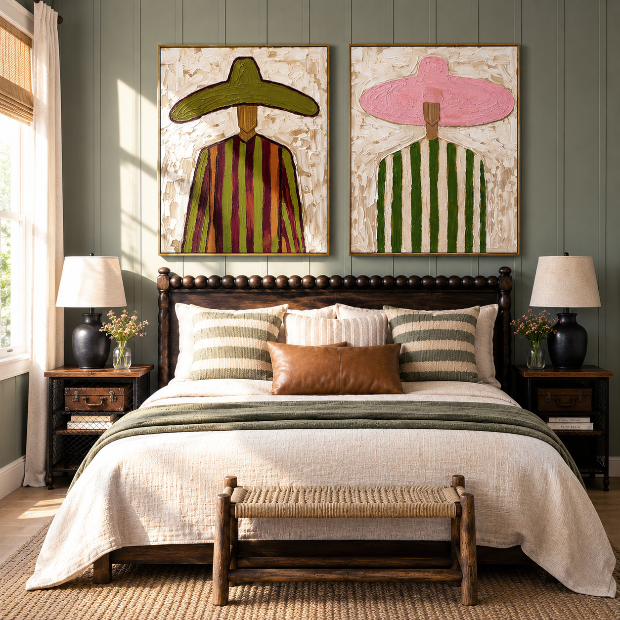 “Fiesta Horizon” – Textured Sombrero Folk Art Oil Painting Set