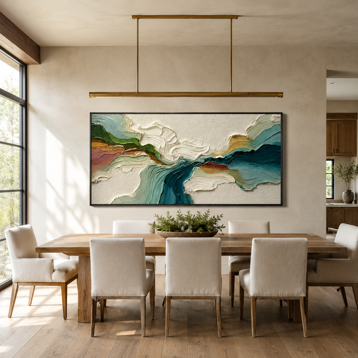 “Tidal Reverie” – Textured Teal Abstract Landscape Oil Painting