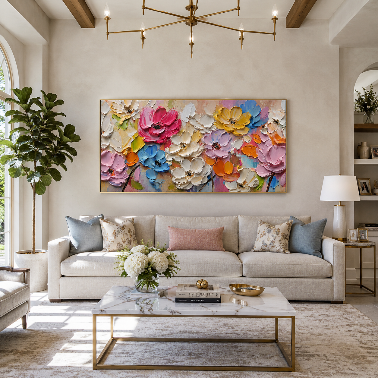 “Garden Jubilee” – Colorful Textured Floral Oil Painting