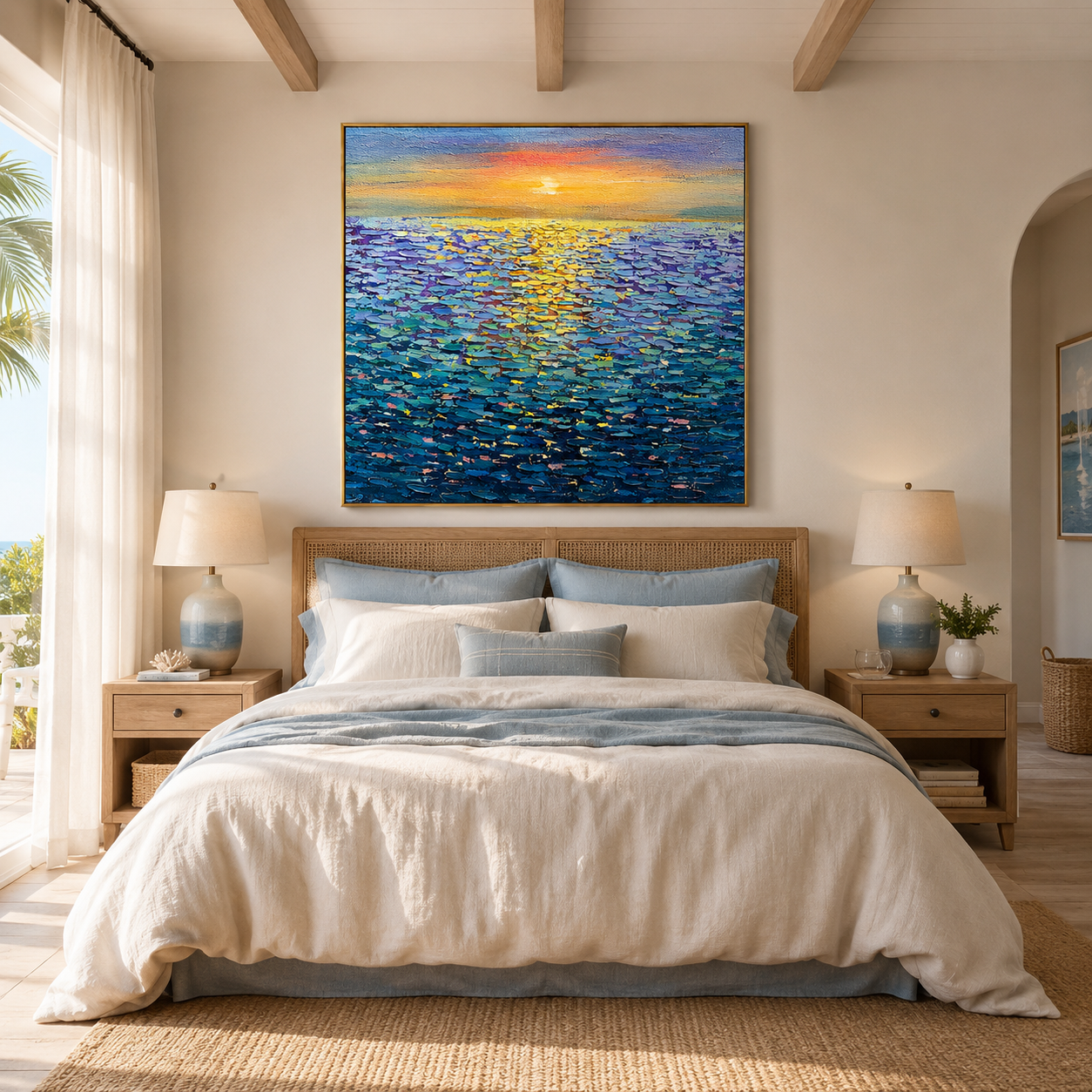 "Morning Tide" – Ocean Sunrise Textured Oil Painting