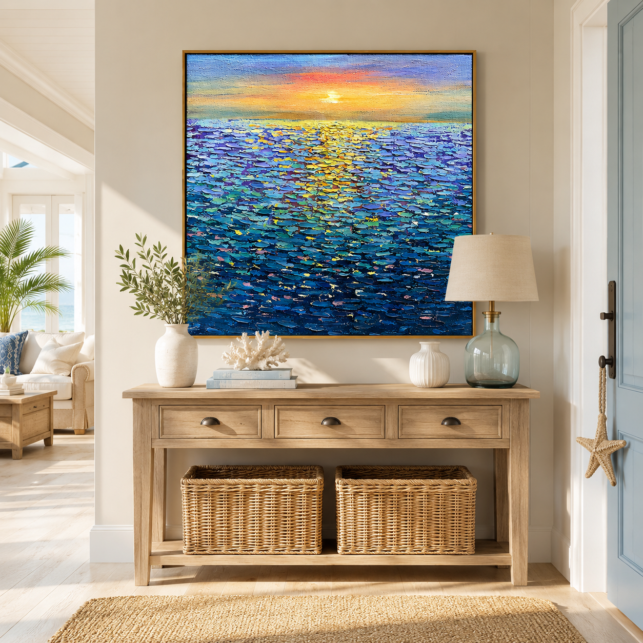"Morning Tide" – Ocean Sunrise Textured Oil Painting