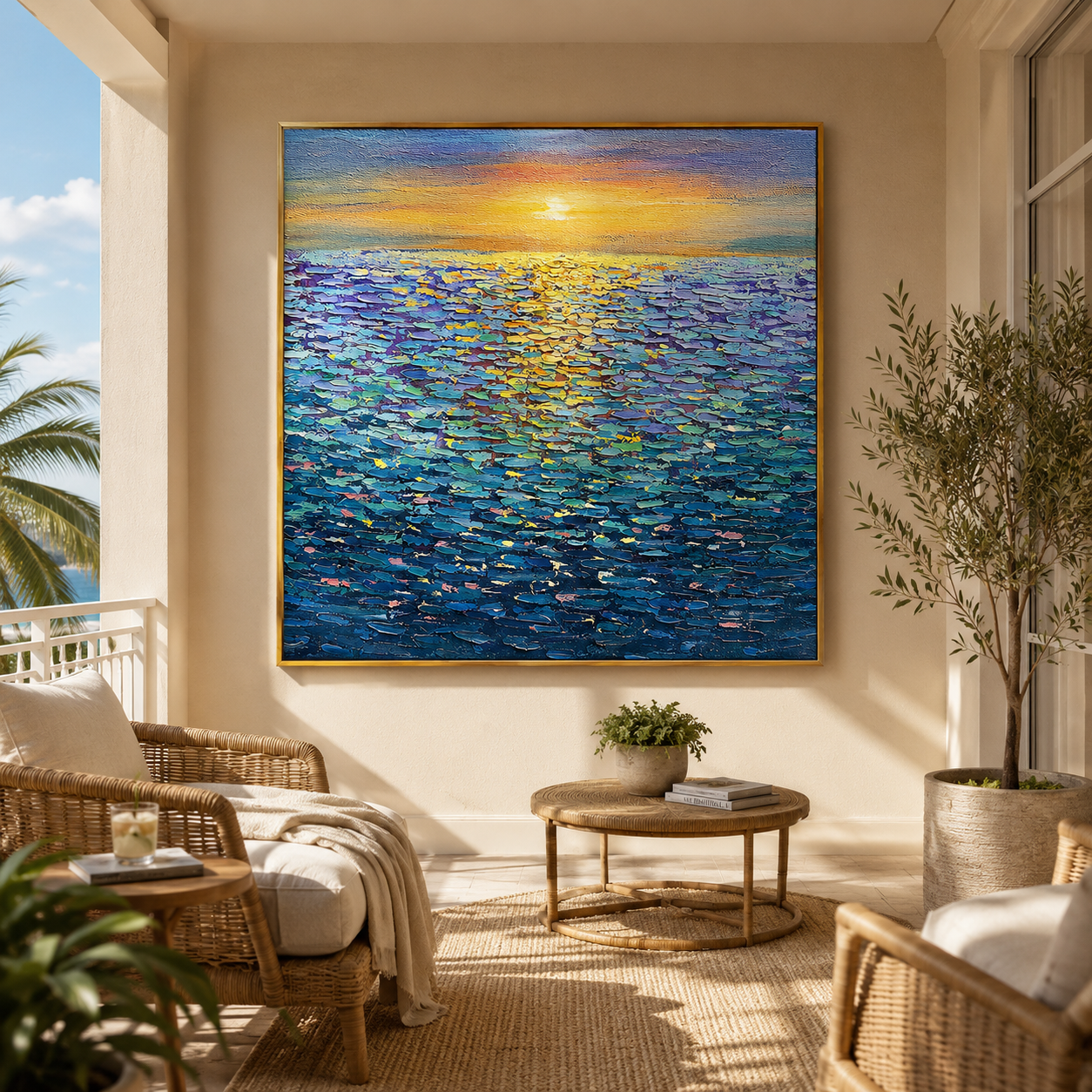 "Morning Tide" – Ocean Sunrise Textured Oil Painting