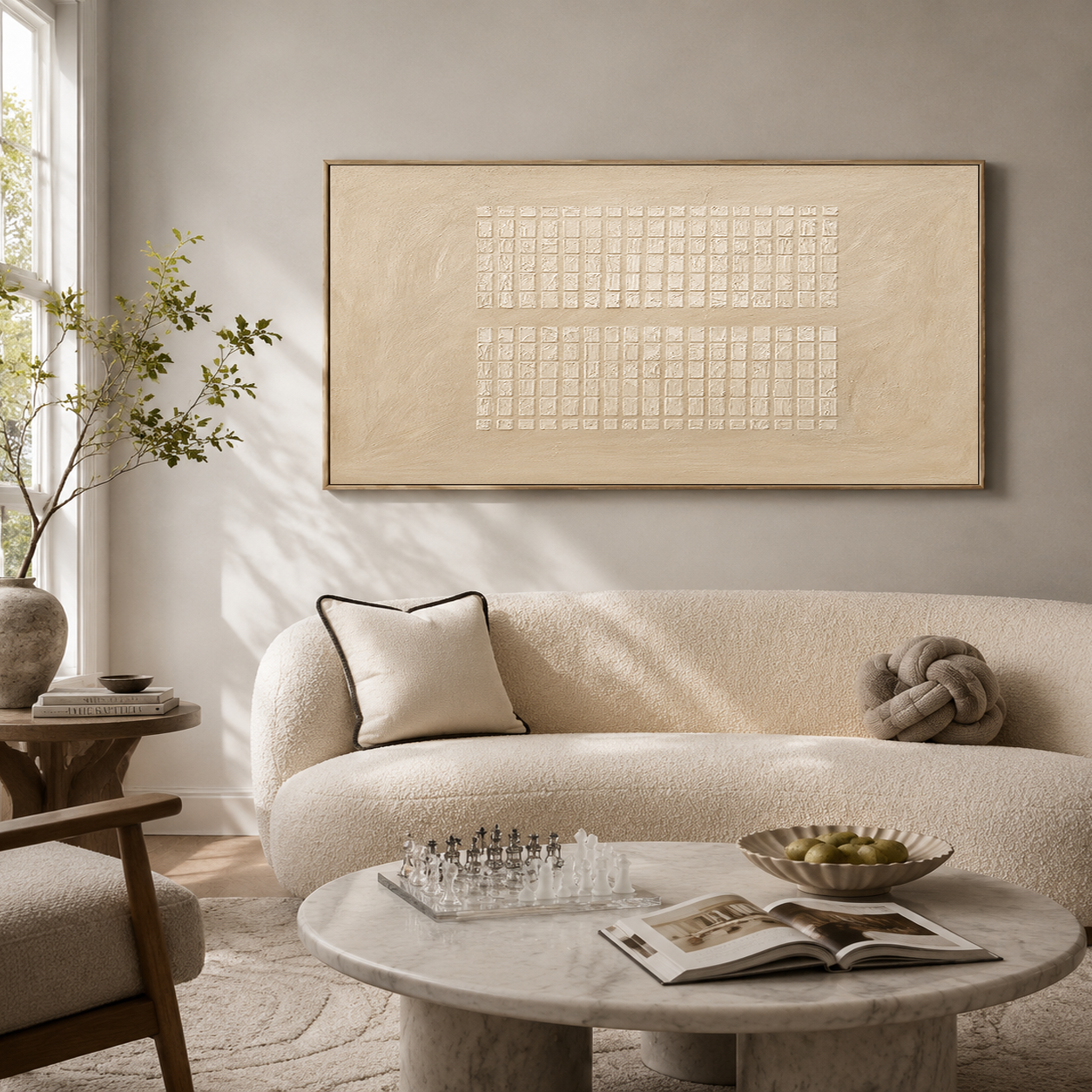 "Echoes of Memory" – Wabi-Sabi Beige Textured Minimalist Acrylic Painting