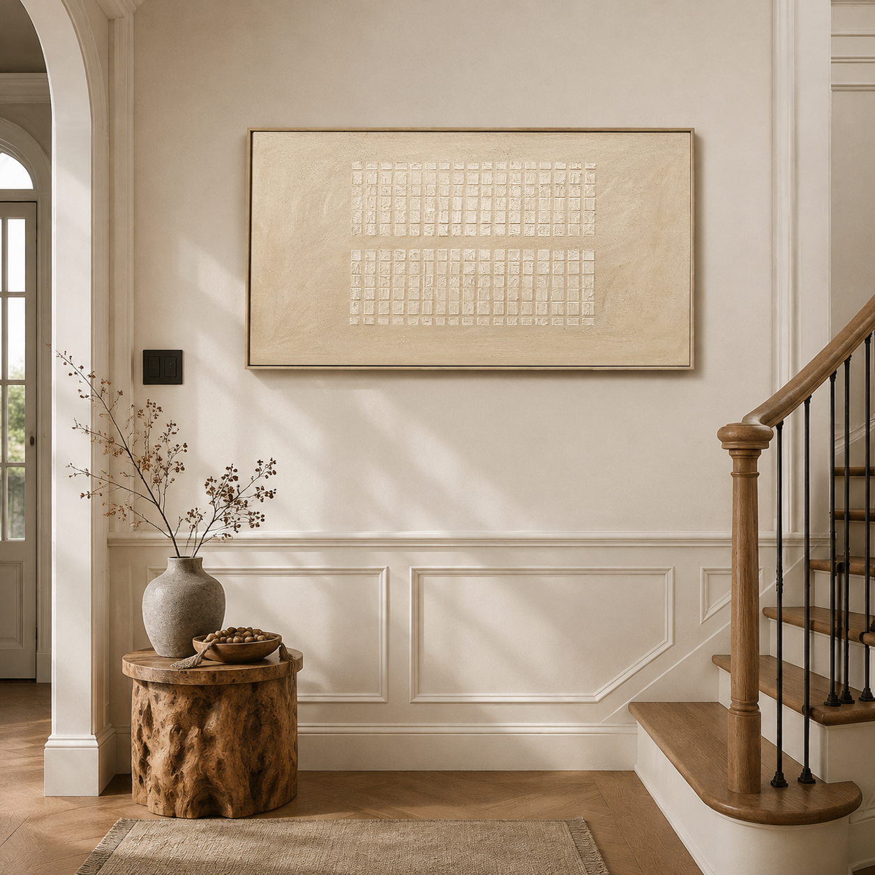 "Echoes of Memory" – Wabi-Sabi Beige Textured Minimalist Acrylic Painting