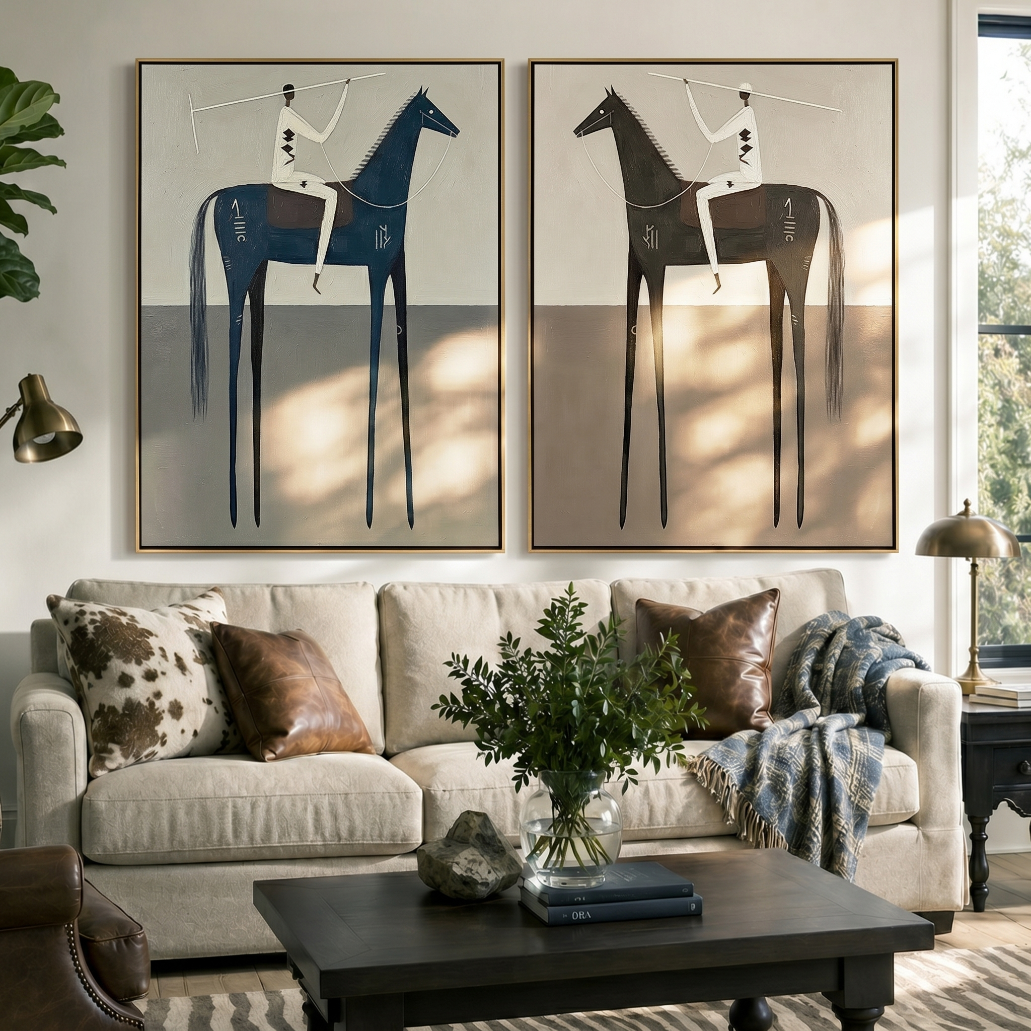 “Silent Riders” – Minimalist Equestrian Oil Painting Set