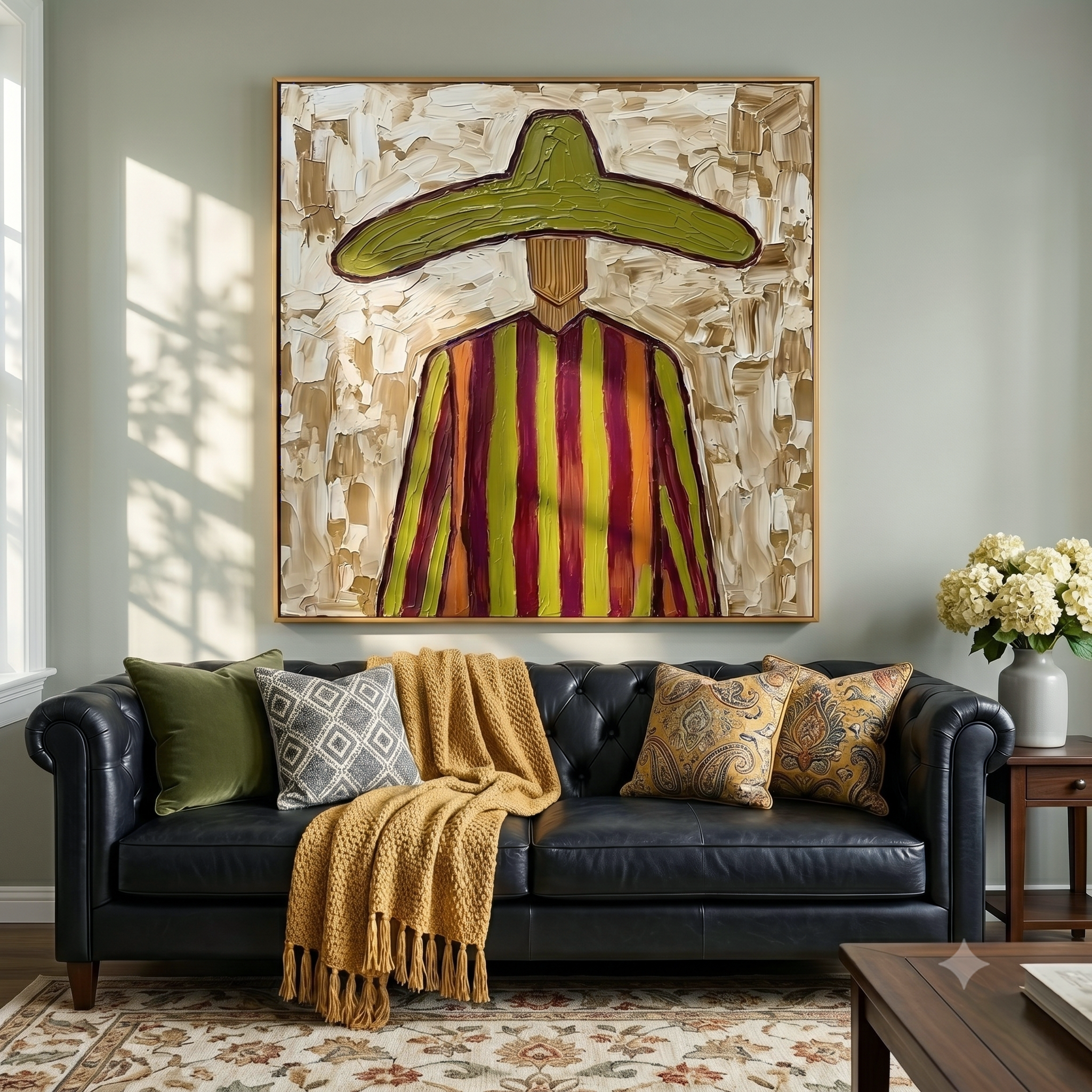 "Desert Mariachi" – Vintage Mexican Cowboy Textured Oil Painting