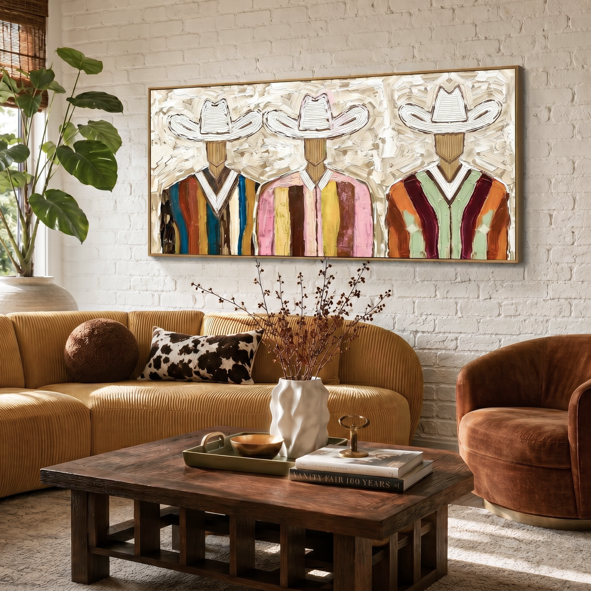 “Desert Fellowship” – Colorful Western Cowboy Impasto Oil Painting