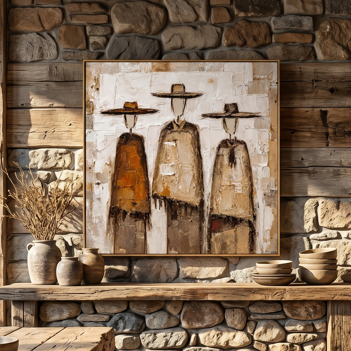 "Desert Brotherhood" – Western Cowboy Textured Oil Painting