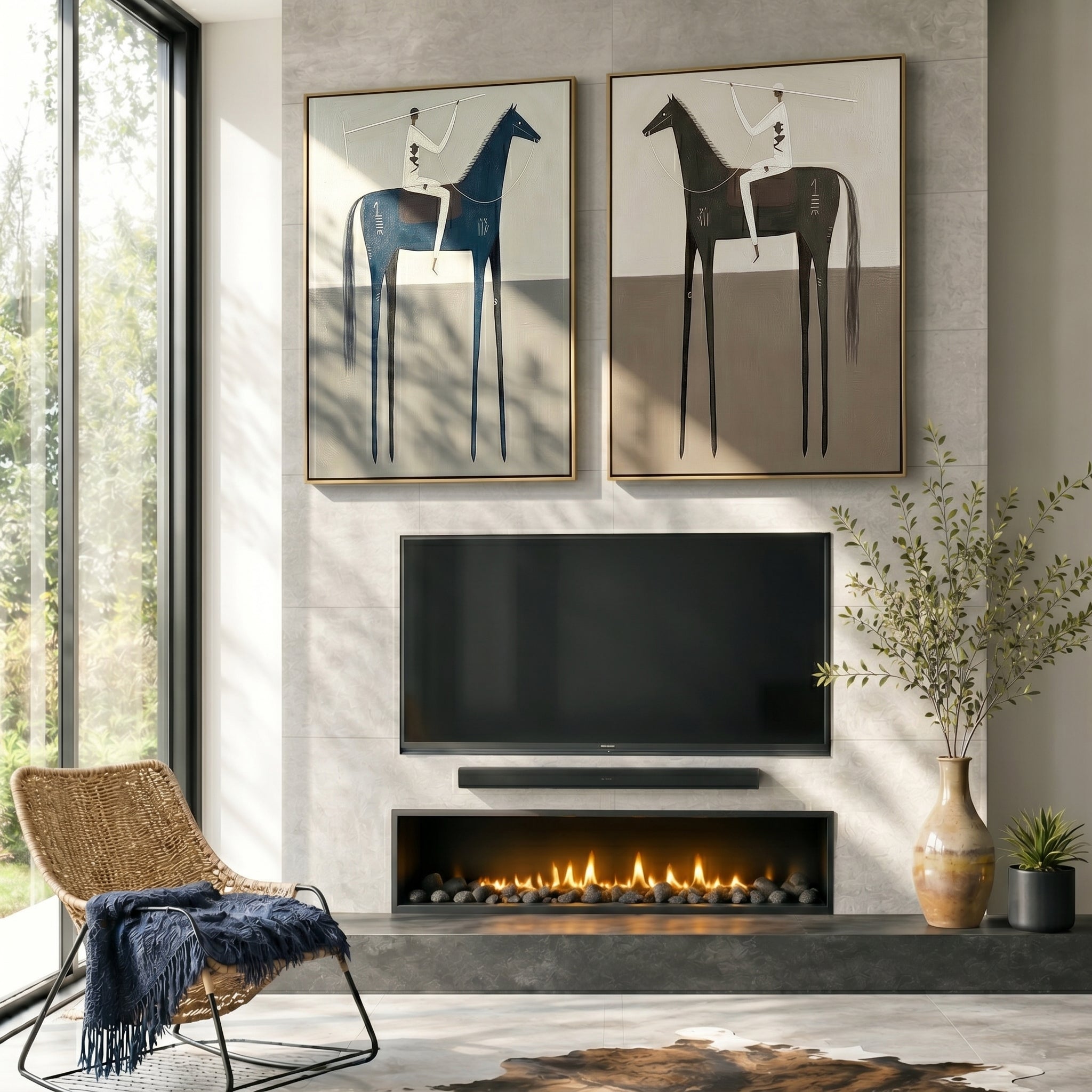 “Silent Riders” – Minimalist Equestrian Oil Painting Set