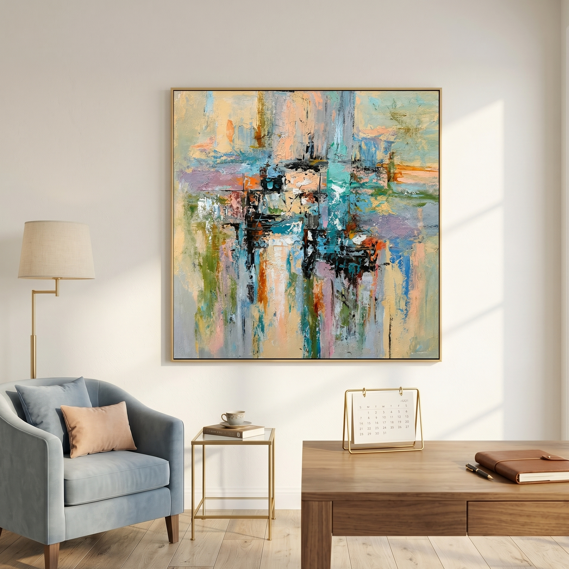 "Urban Daydream" – Colorful Cityscape Textured Abstract Painting