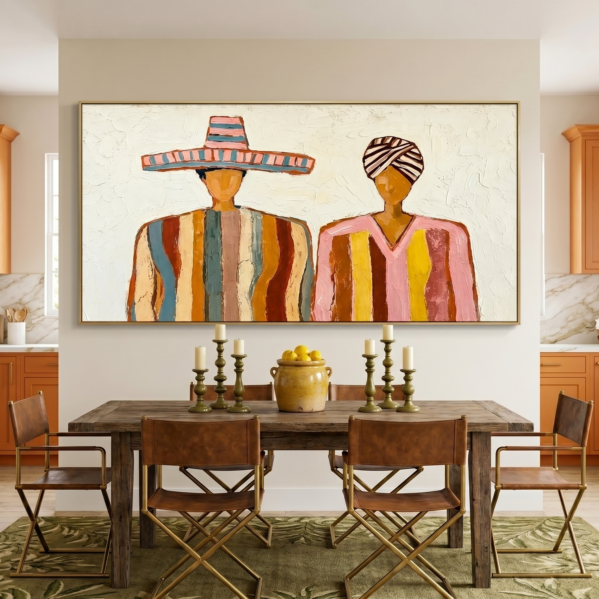 “Fiesta Companions” – Colorful Mexican Folk Impasto Oil Painting