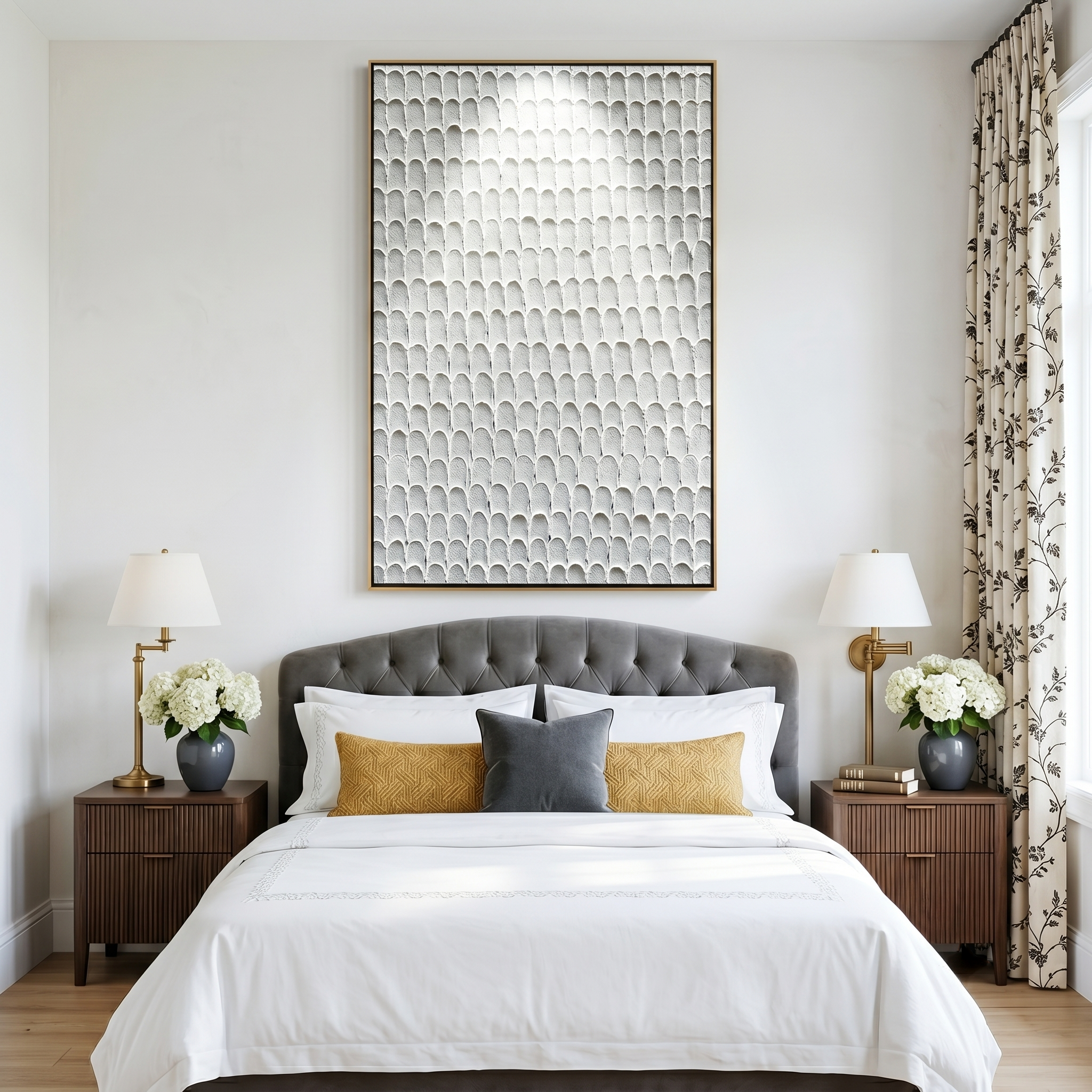 "Serene Scales" – Wabi Sabi White Textured Pattern Painting