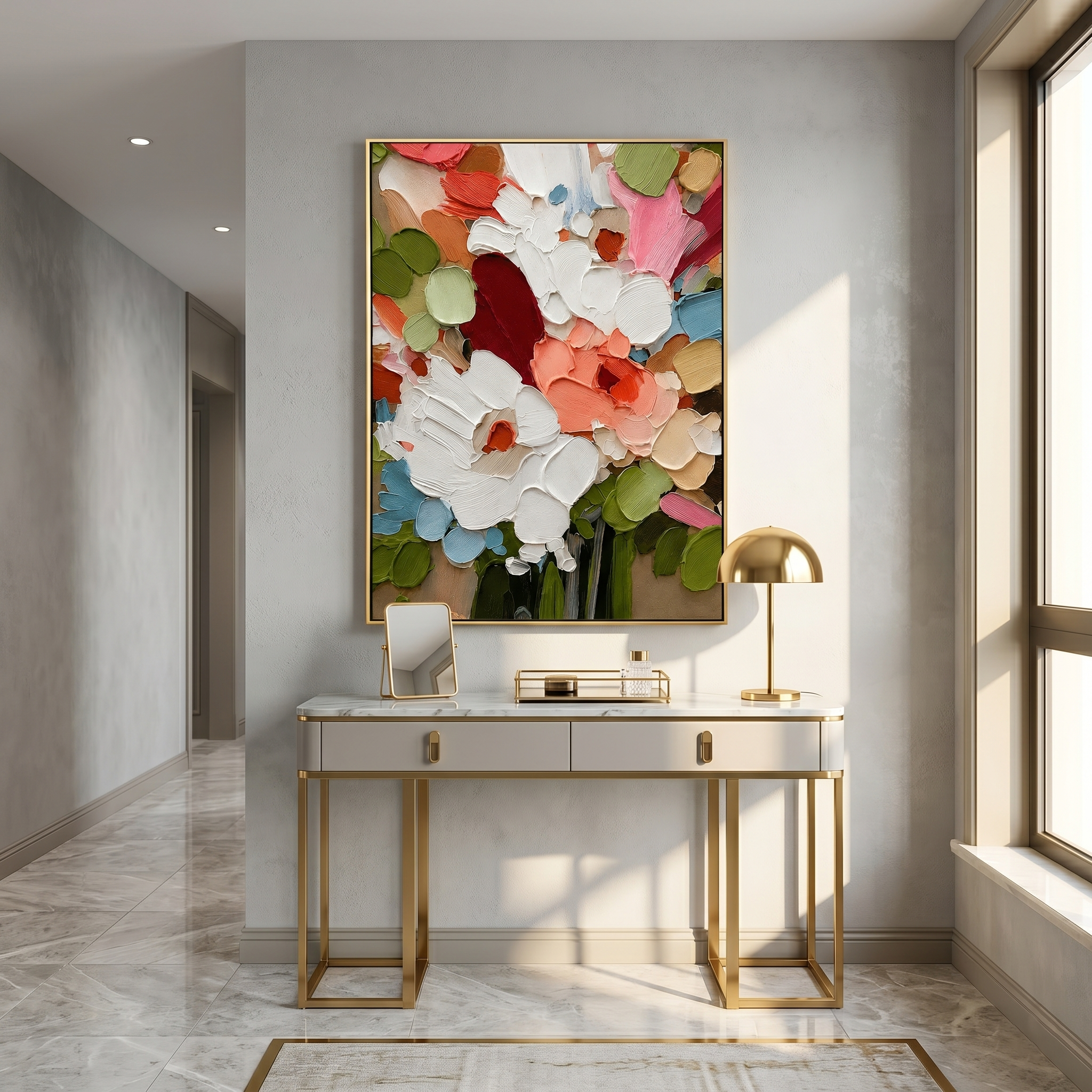 "Floral Abundance" – Colorful Impasto Bouquet Oil Painting