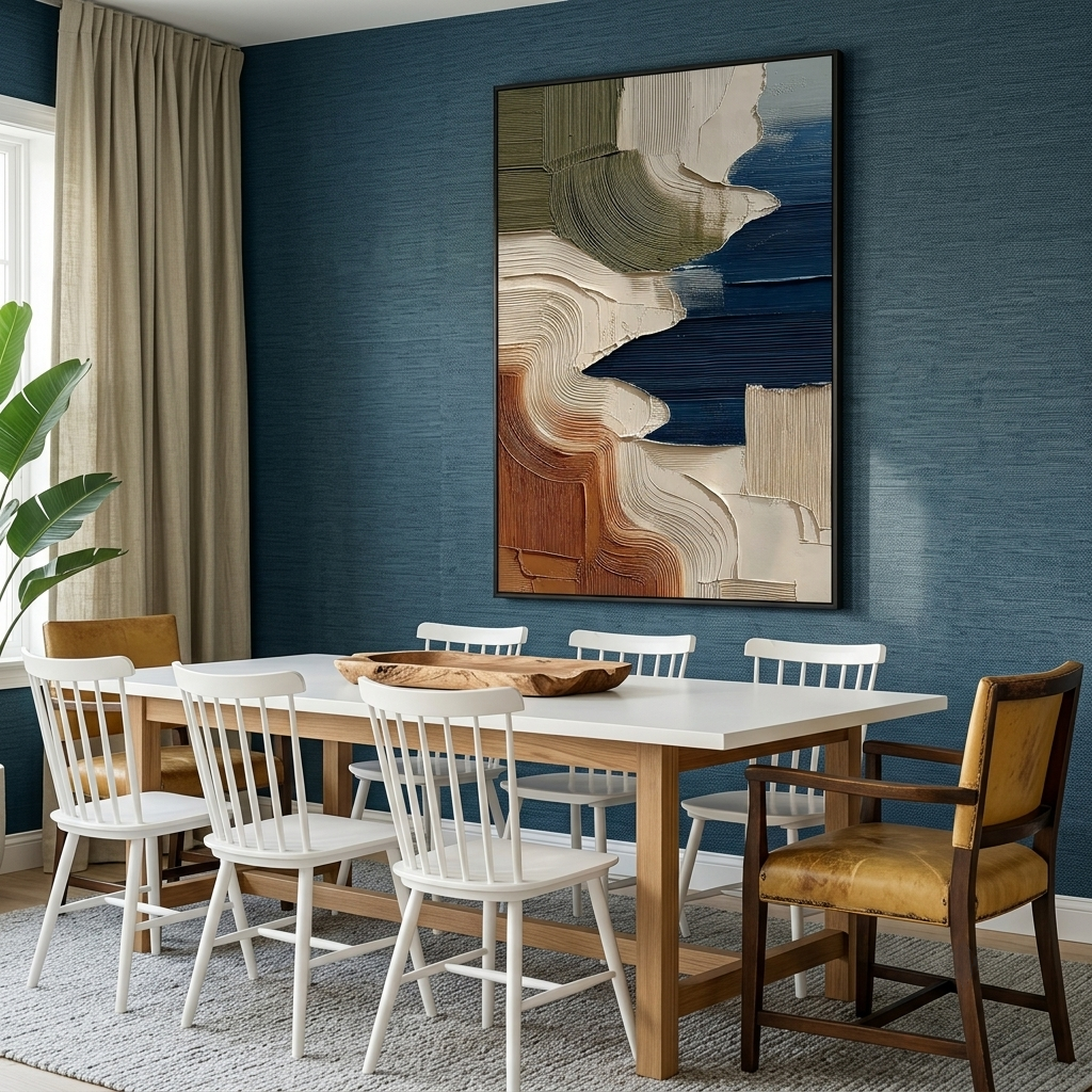 "Tidal Terrains" – Blue Terracotta Textured Abstract Painting