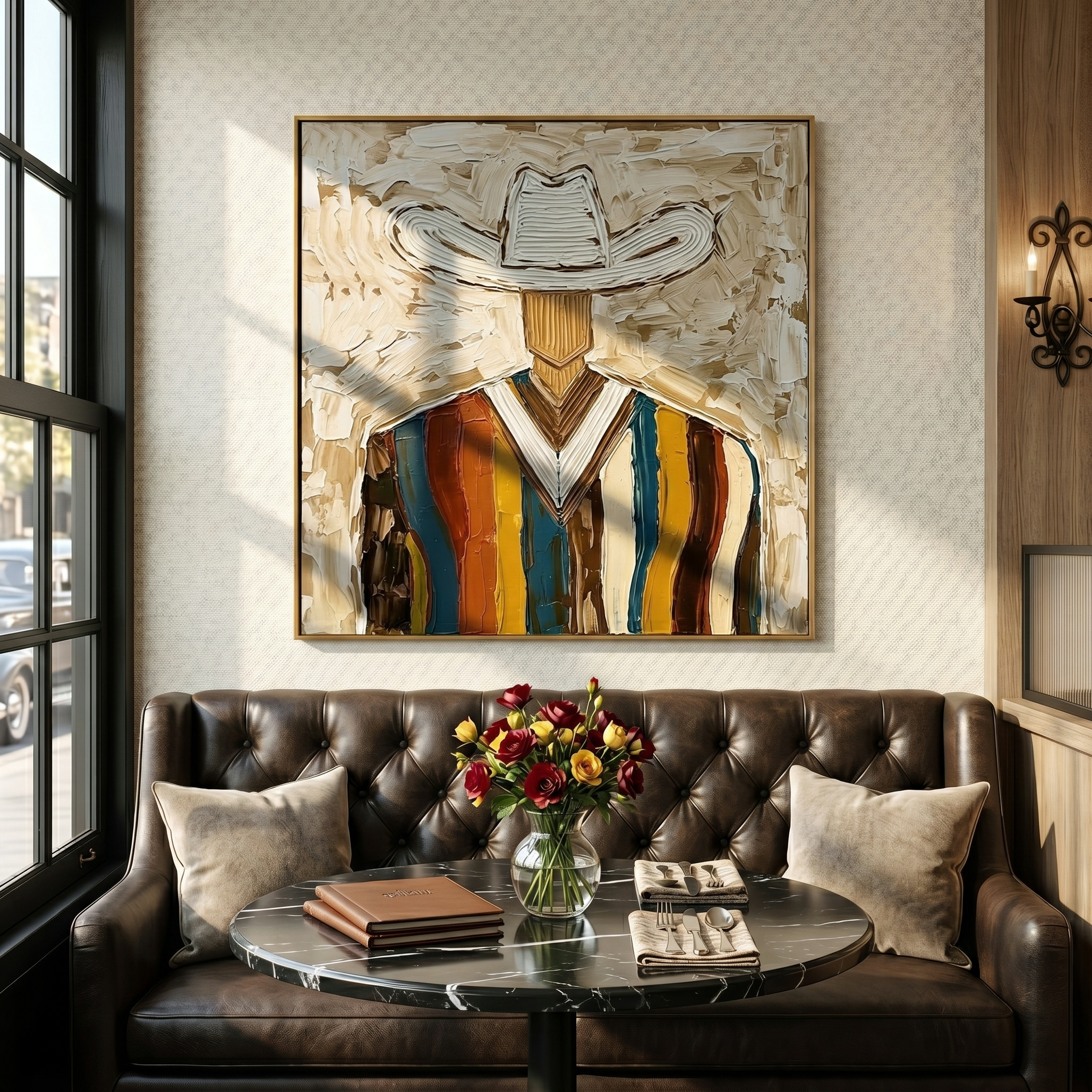 "Frontier Stripes" – Vintage Western Cowboy Textured Oil Painting