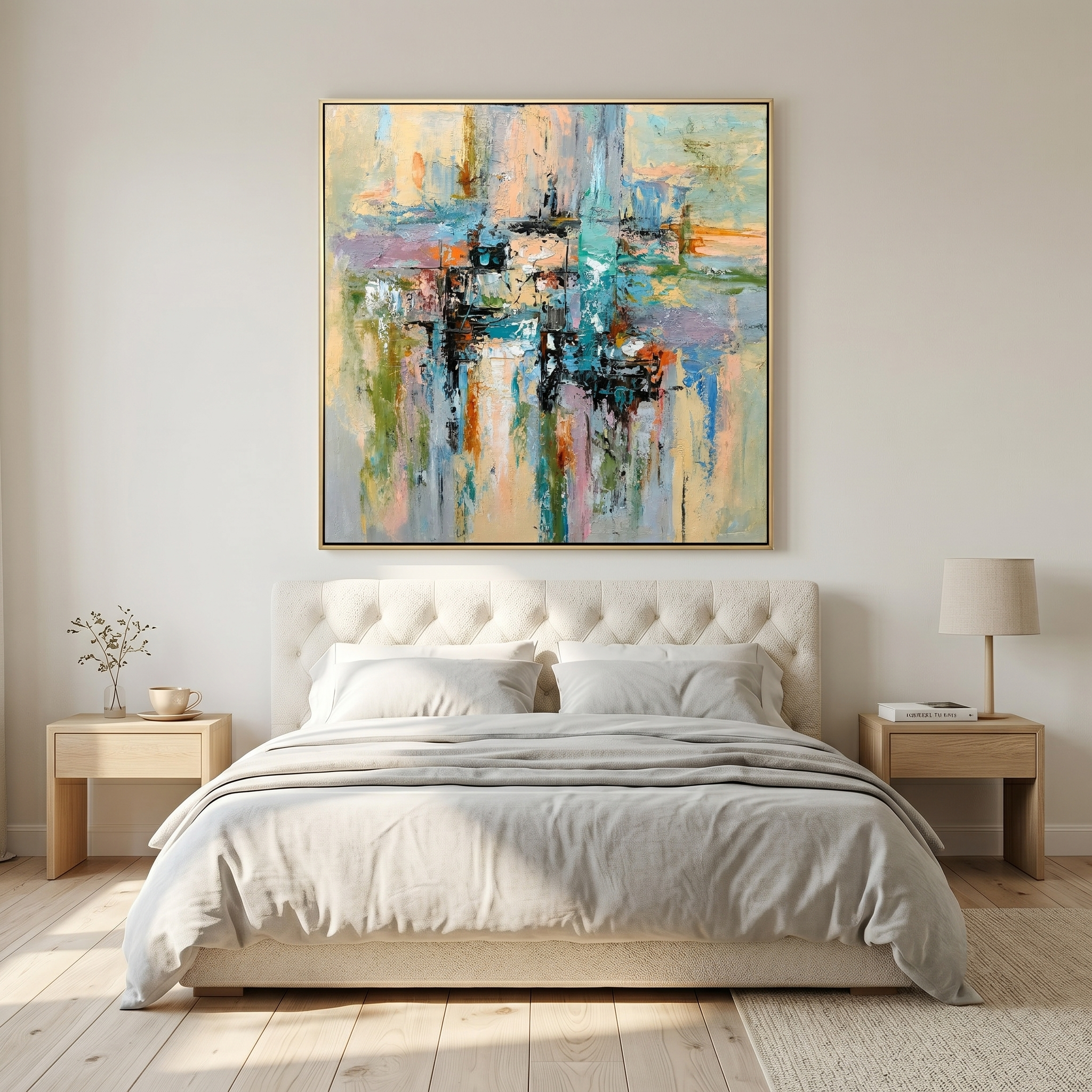 "Urban Daydream" – Colorful Cityscape Textured Abstract Painting