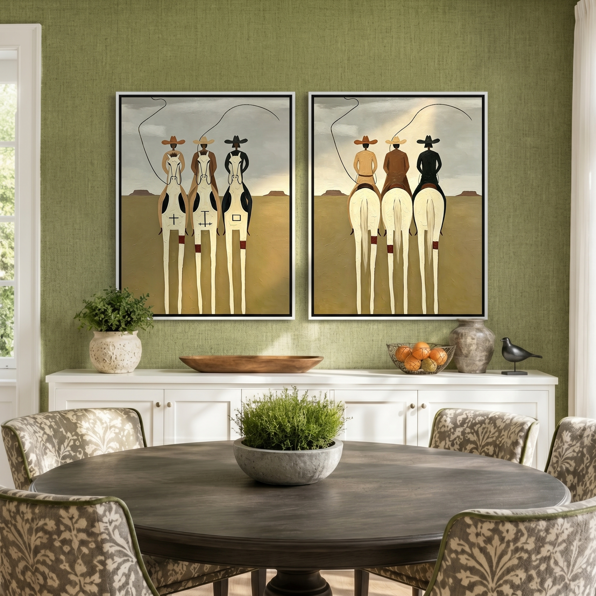 “Riders of the Open Plain” – Western Cowboy Equestrian Oil Painting Set