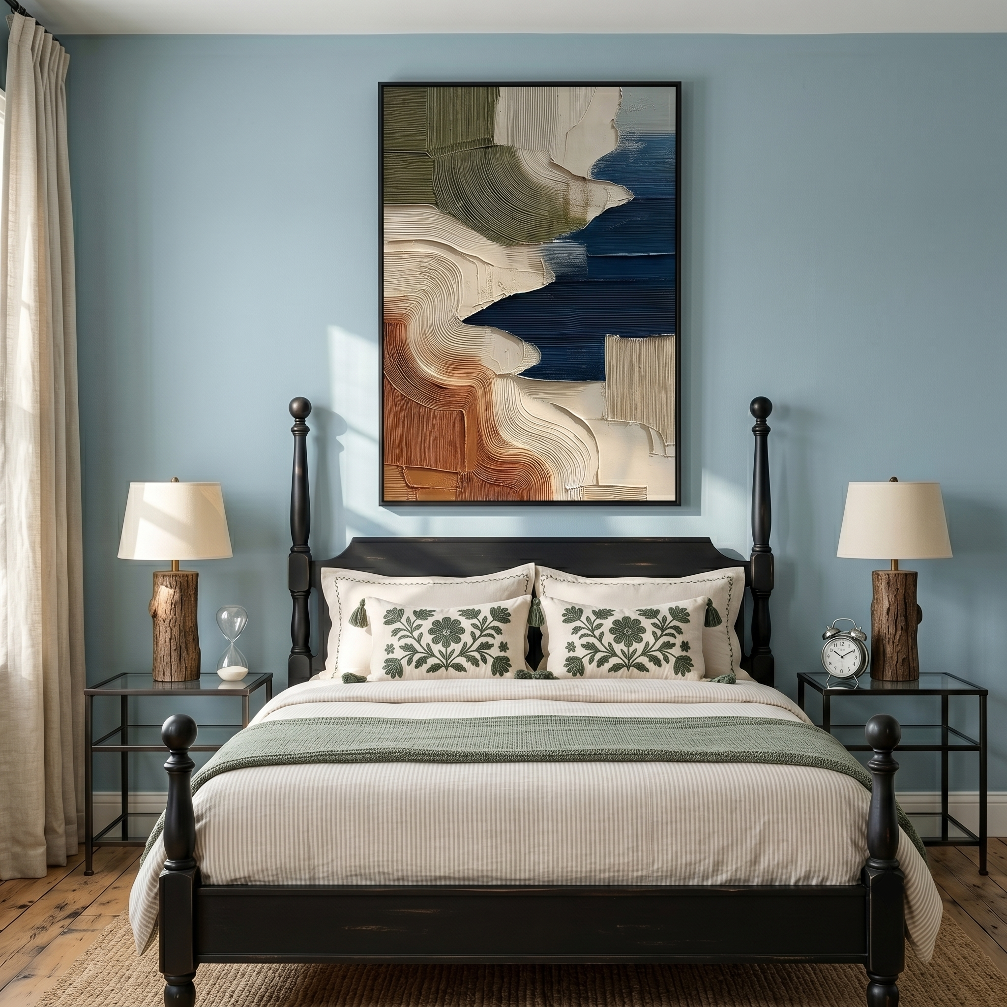 "Tidal Terrains" – Blue Terracotta Textured Abstract Painting