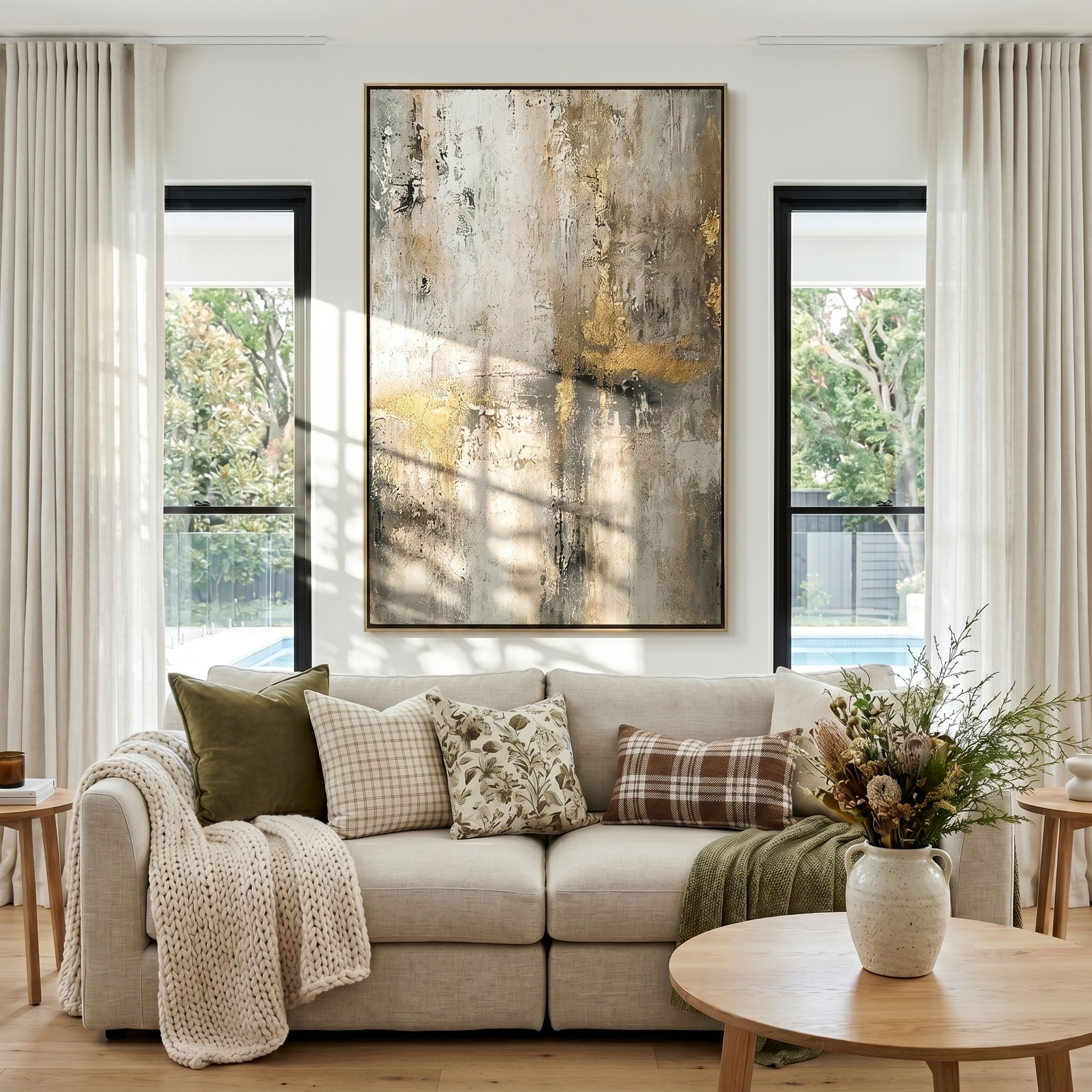 "Gilded Ruins" – Industrial Gold Gray Textured Abstract Painting