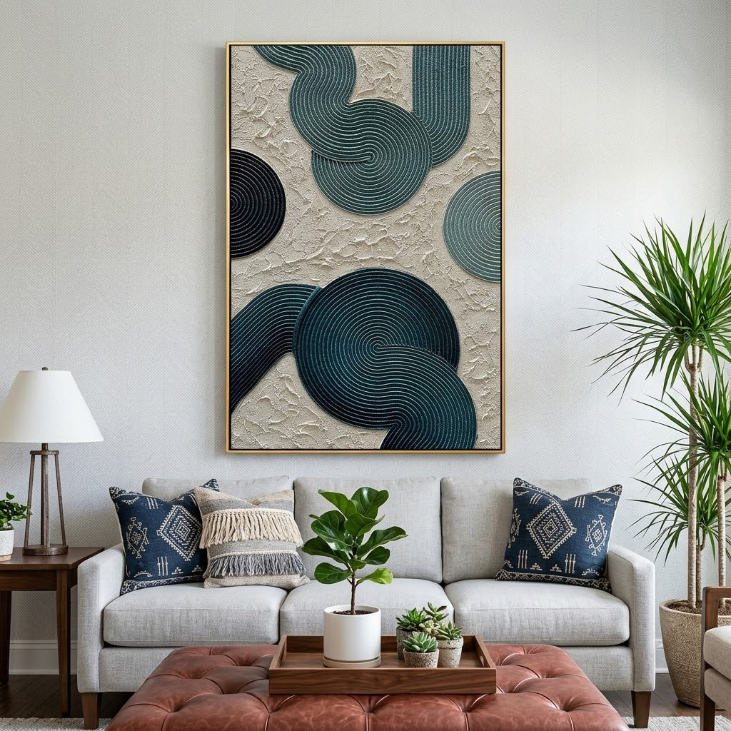 "Emerald Rhythm" – Modern Geometric Textured Abstract Painting