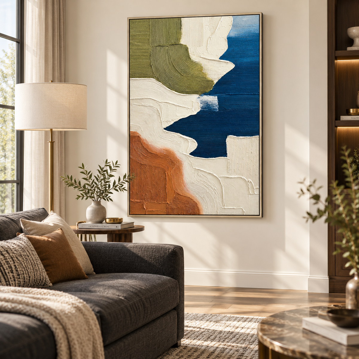 "Tidal Terrains" – Blue Terracotta Textured Abstract Painting