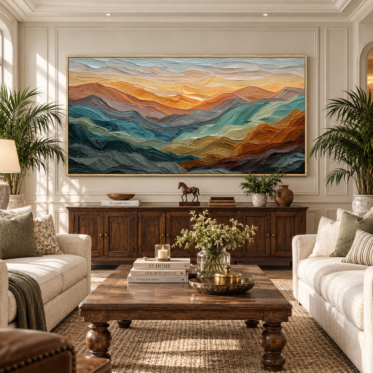 "Majestic Contours" – Impasto Wavy Landscape Abstract Acrylic Painting