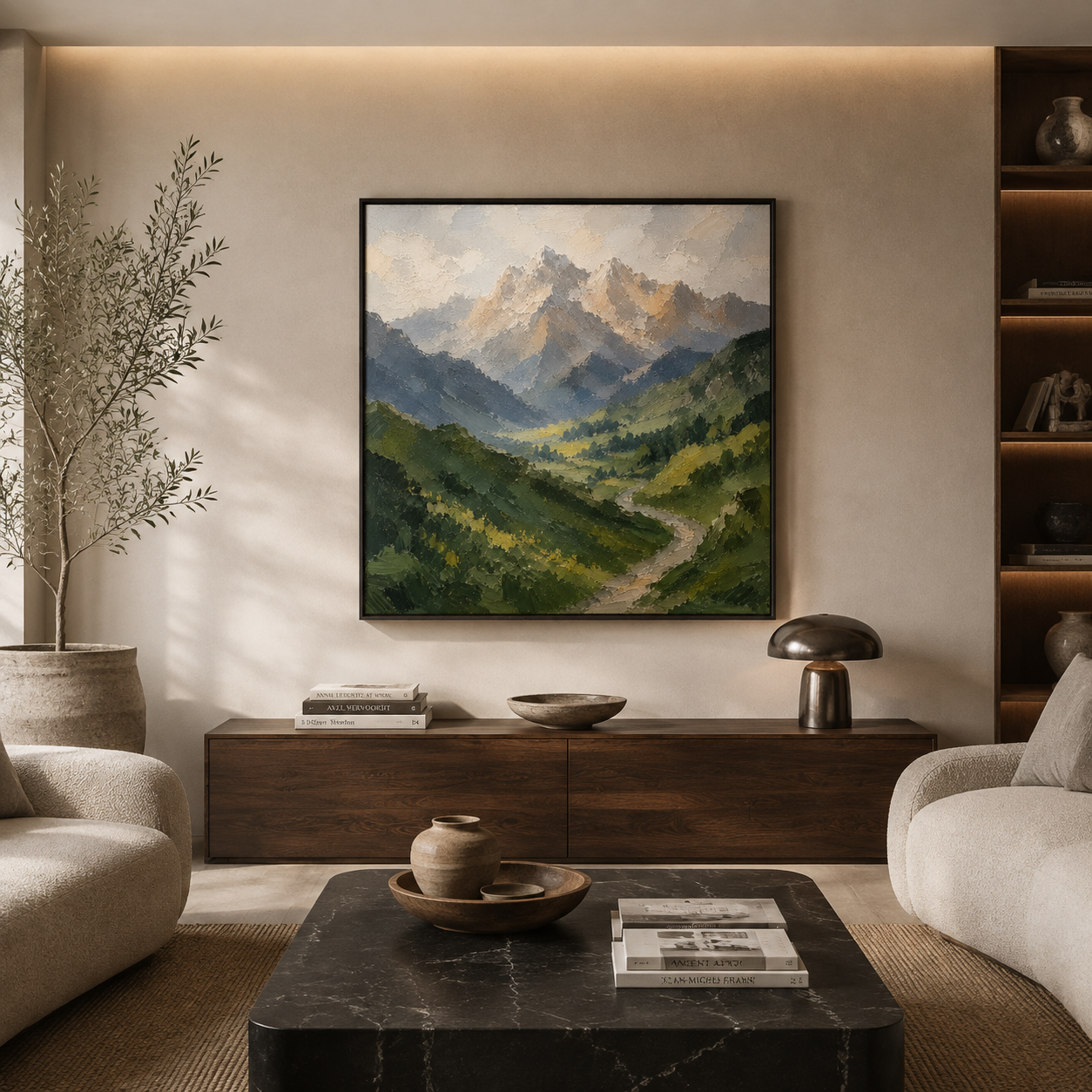 "Eternal Echoes" – Majestic Impasto Palette Knife Mountain Landscape Oil Painting
