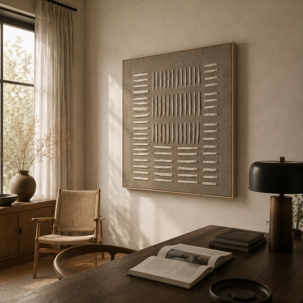 "Rhythmic Silence" – Wabi-Sabi Earth Tone Abstract Textured Acrylic Painting