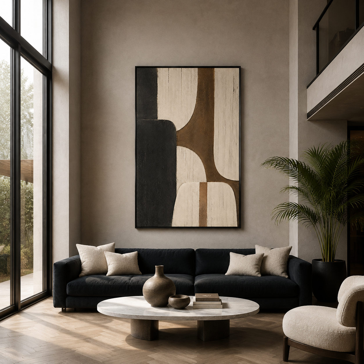 "Silent Architecture" – Wabi-Sabi Earth Tone Geometric Texture Painting