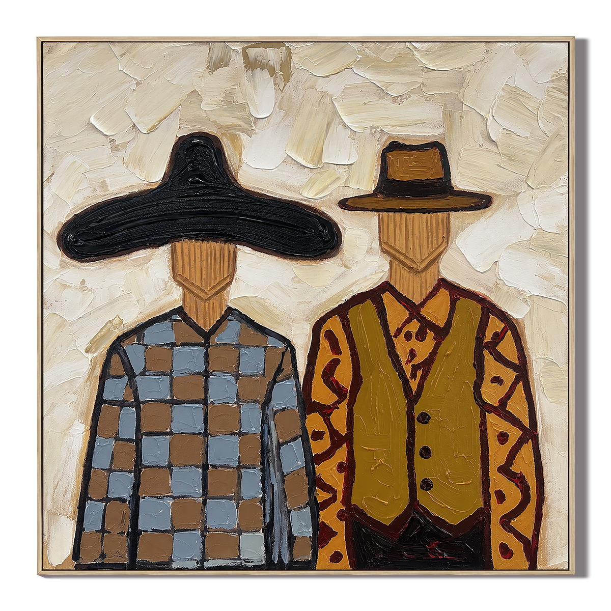 “Ranchside Brothers” – Vintage Western Cowboy Textured Oil Painting