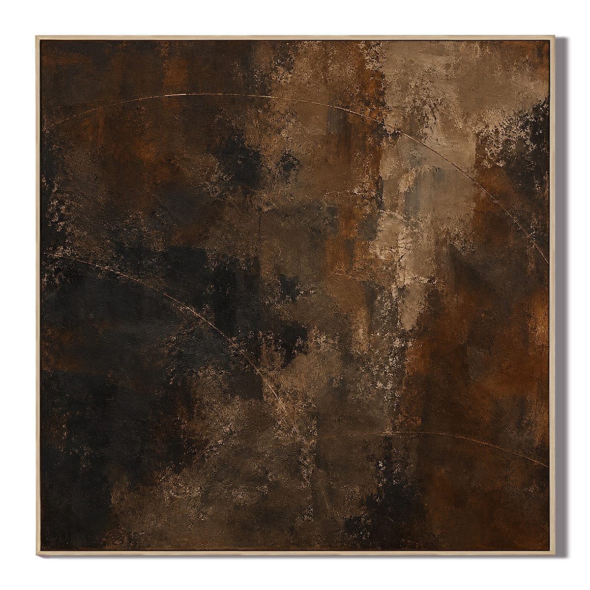 "Timeless Orbit" – Wabi-Sabi Dark Earth Tone Minimalist Acrylic Painting