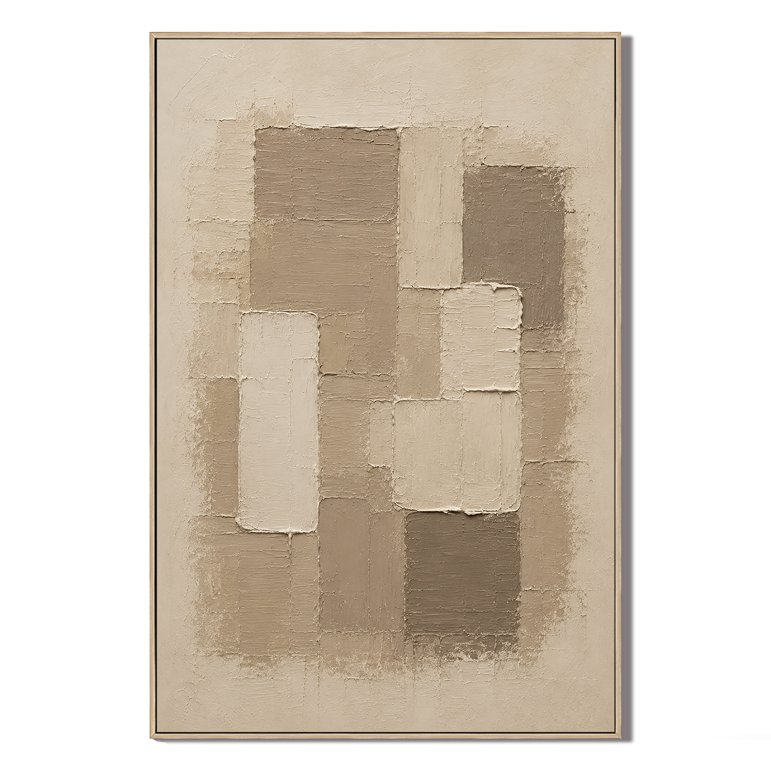 "Tranquil Horizon" – Wabi-Sabi Taupe Earth Tone Impasto Acrylic Painting