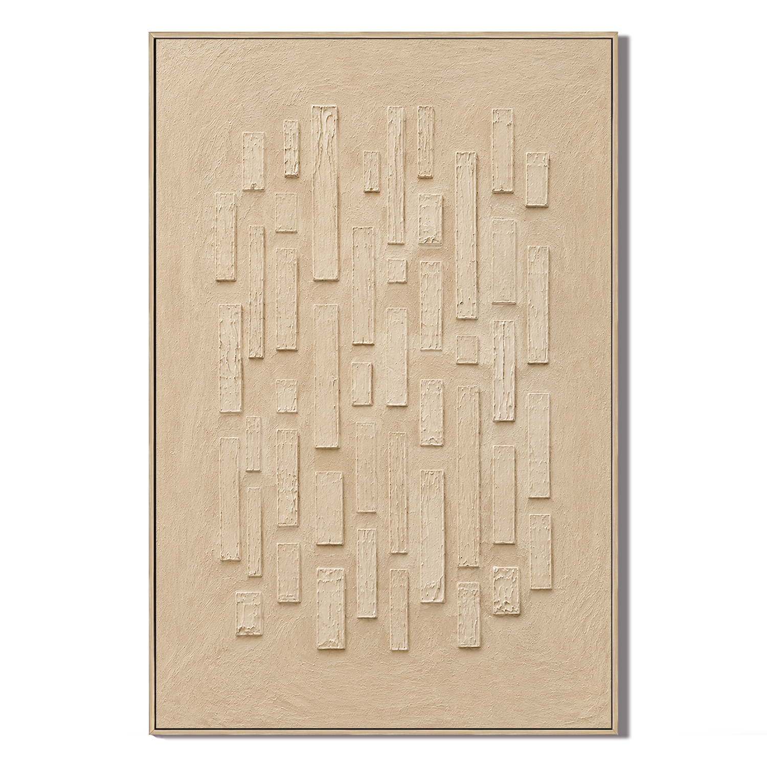 "Rain Sounds"—A Wabi-Sabi Style Sand-Beige Relief Acrylic Painting