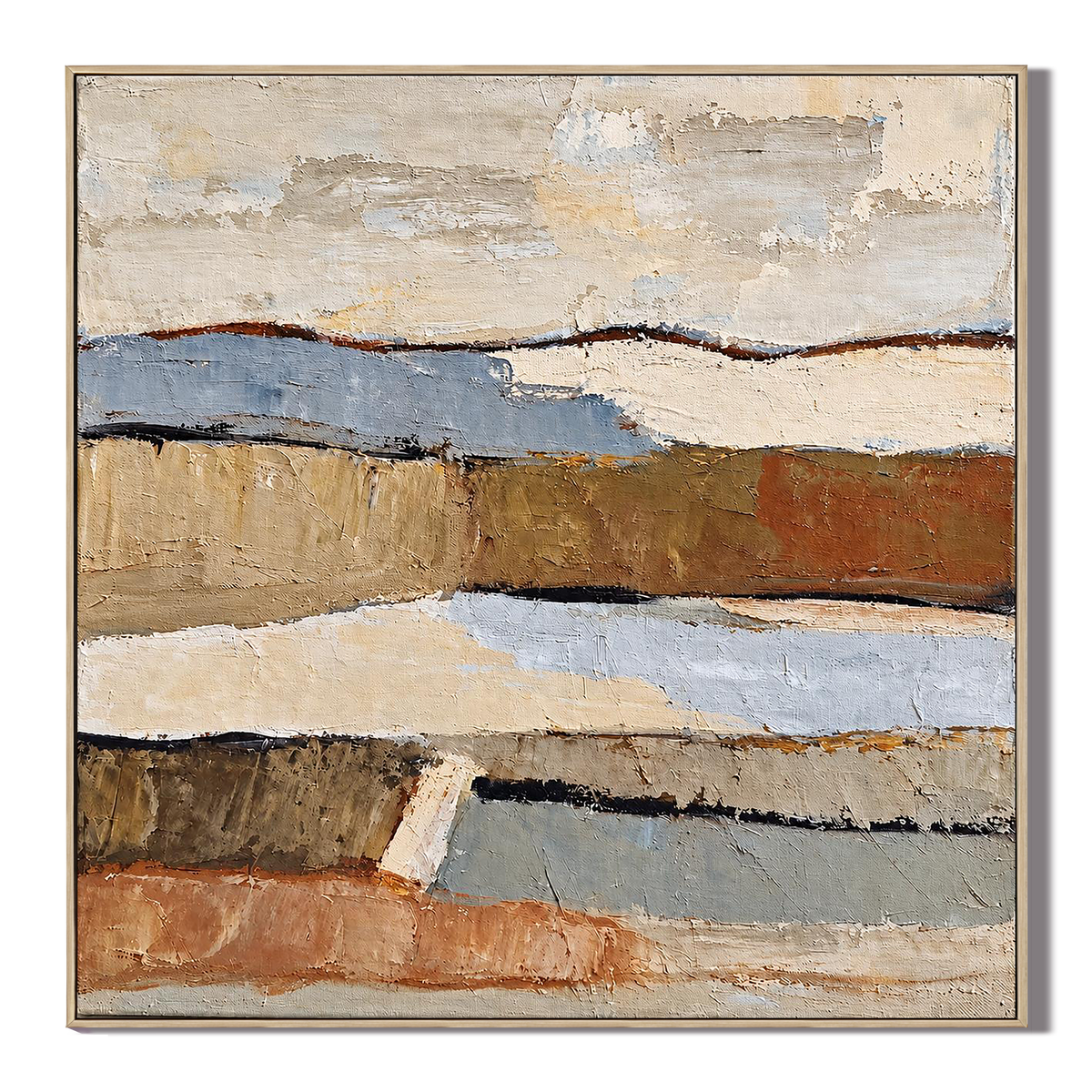 "The Settlement of Time" - An abstract textured oil painting in wabi-sabi earth tones
