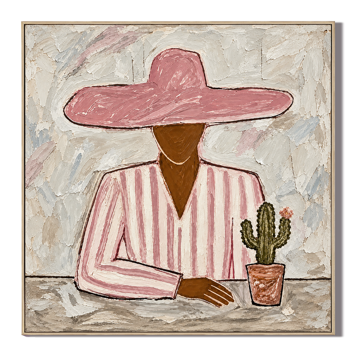 "Blush Solitude" – Pastel Desert Chic Impasto Oil Painting