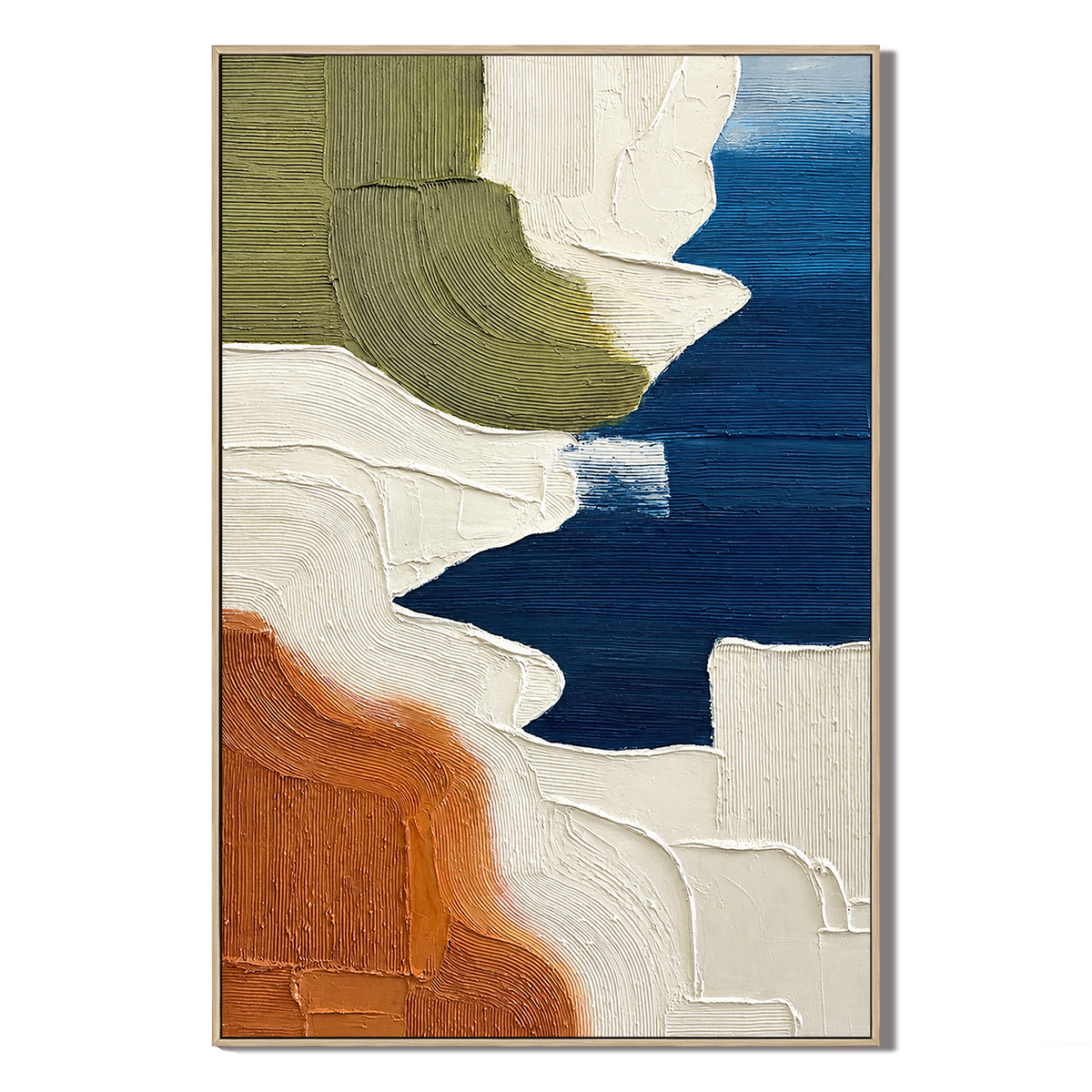"Tidal Terrains" – Blue Terracotta Textured Abstract Painting
