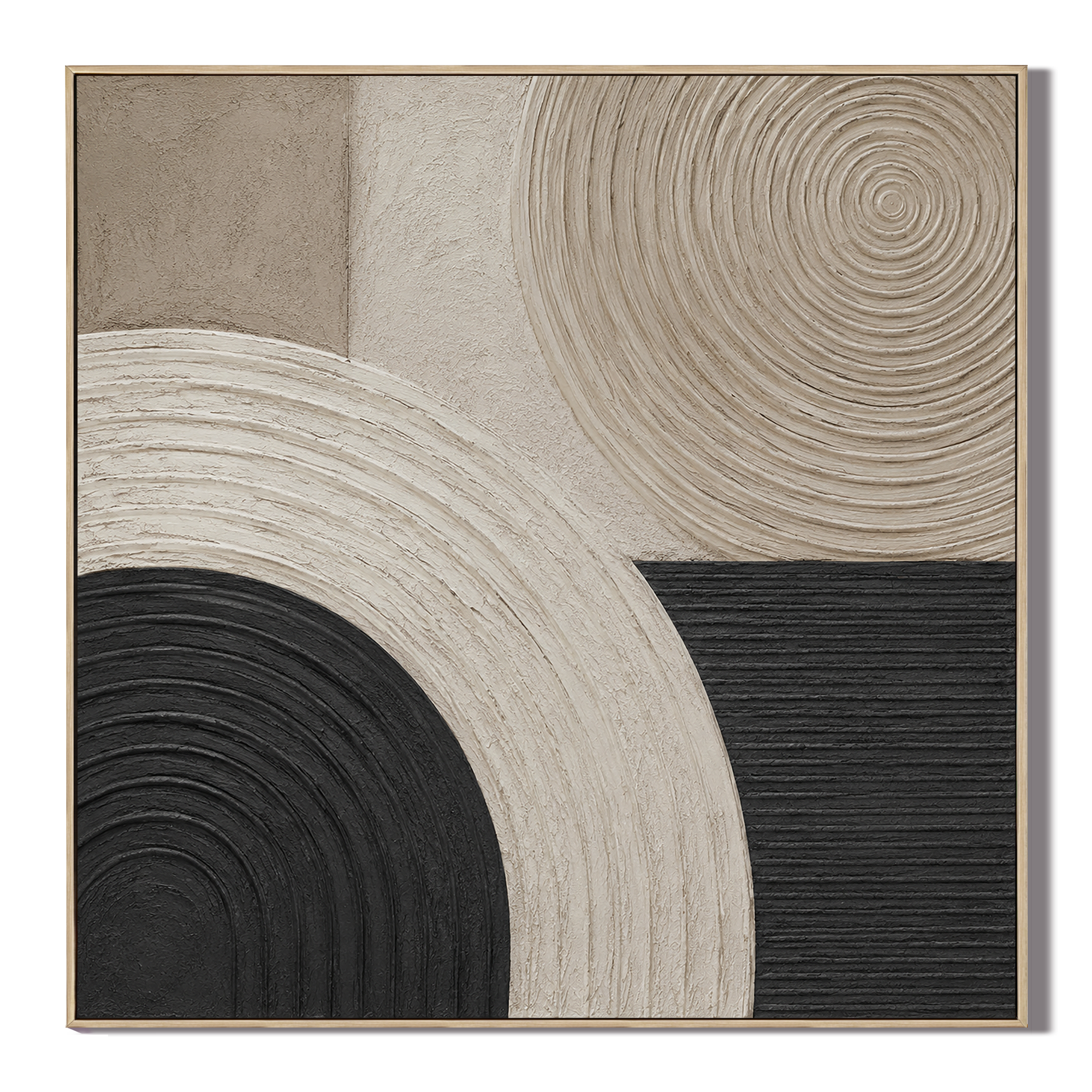 "Whispers of Cycles" – Wabi-Sabi Beige & Charcoal Textured Acrylic Painting
