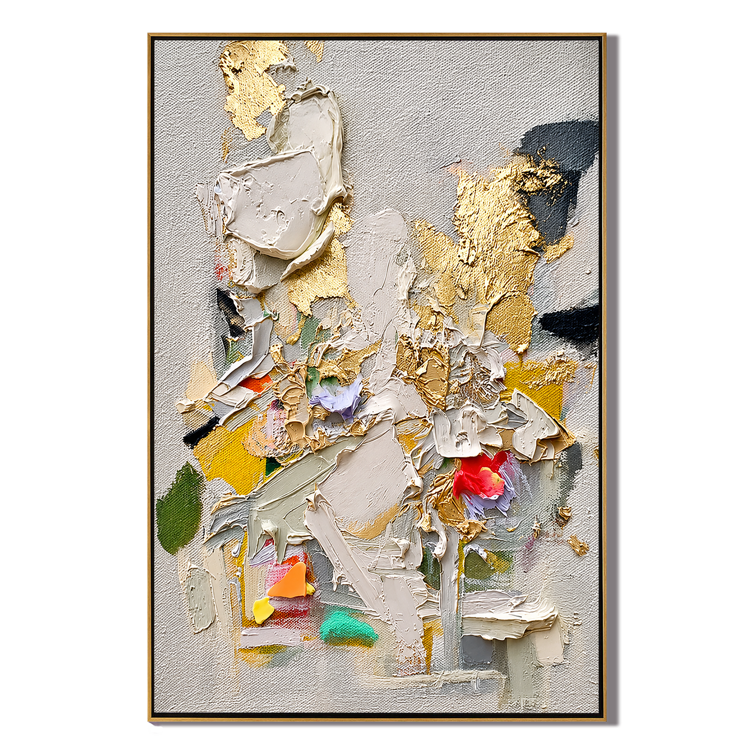 "Golden Bloom Fragments" – Colorful Textured Abstract Painting